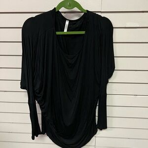 Lyss Loo Elegant Black Drape Blouse